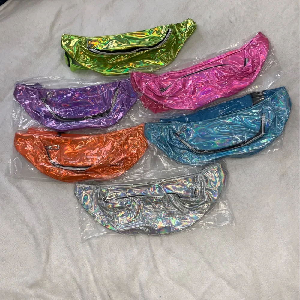 New Unisex Neon Holographic Adjustable Waist Sling Bag Fanny Pack (color choice) - Picture 1 of 12
